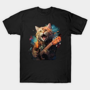 British Shorthair Playing Guitar T-Shirt